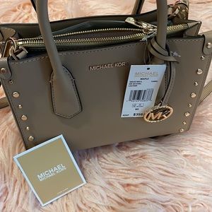 Michael Kors SATCHEL LEATHER NWT Maple / Camel nude studded